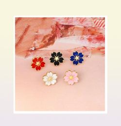 5pcsset Cartoon Cherry Blossoms Flower Brooch Enamel Pins Button Clothes Jacket Bag Pin Badge Fashion Jewellery Gift for girls7832480