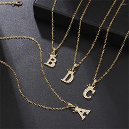 Charms 26 Letters Necklace Pendant Crown Zircon Pave CZ Golden For Women&Men Charm Link Classical Fashion Jewelry 2024