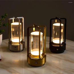 Table Lamps LED Cordless Lamp Industrial Style Metal Desk Outdoor Camping Atmosphere Light Restaurant Indoor Creative Night