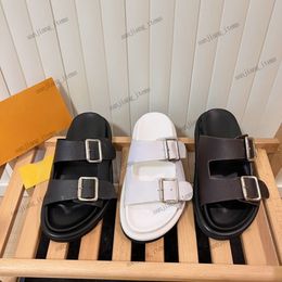 35-42 Size Lock Flat Mule Slippers Women Designer Sandals Summer Shoes POOL PILLOW COMFORT Slides paris vintage double strap slider Flip Flops plaid Cheques buckles