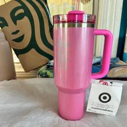 US STOCK Spring Blue Mugs Winter Pink Cosmo Tumbler Quenching 40Oz Car Water Bottle With Stainless Steel Cup Handle Lid And Straw Cups 0509