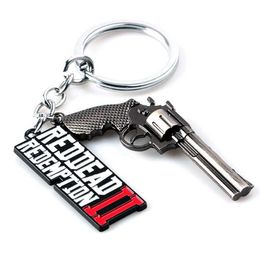 Keychains Lanyards Mini Game Guns Keychain Pendant Red Dead Redemption 2 Gift Souvenirs Jewelry 3D Gun Model Key Chain Accessories Car Keyring J240509