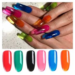 6PCSET Jelly Gelies Glass Candy Polishinel Summer Summer atribui translúcido em gel UV gel de neon, semear 240430