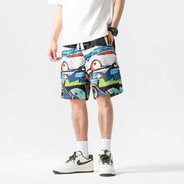 2024 Summer New Mens Street Trend Vacation Shorts Casual Beach Pants Full Print Capris Wear