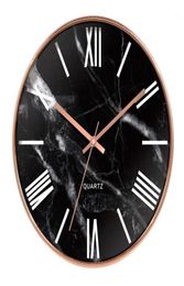 Wall Clocks 12 Inch Clock Marble Mute Golden Roman Numeral Creative Rose Gold Nordic Style Living Room Home Decor9198943