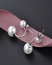 high quality fashion luxury classic designer double sided pearl S925 sterling silver stud earrings for woman4843248