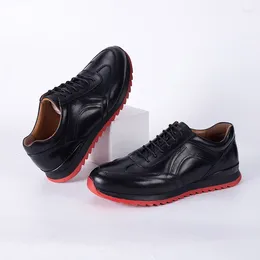 Casual Shoes Quality Black Men's Tennis Sneaker Genuine Cow Leather Natural Outdoor Footwear For Men Zapatos De Hombre