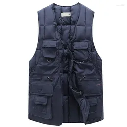 Men's Vests Multi Pocket Vest Men Gilet Tactical Winter Male With Many Pockets Cotton