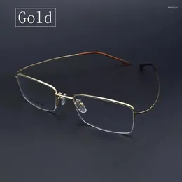 Sunglasses Frames Glasses Frame Half For Men And Women Super Light Gold Wire Side Thin Legs Silver Border Fine Temple Elasticity 53