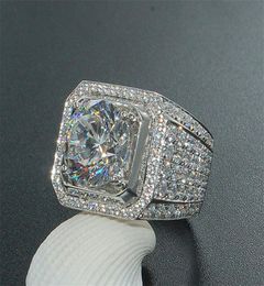 Stunning Handmade Fashion Jewellery 925 Sterling Silver Popular Round Cut White Topaz CZ Diamond Full Gemstones Men Wedding Band Rin5762092
