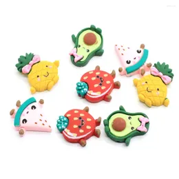 Decorative Flowers 50/100pcs Kawaii Shapes 3D Novel Design 6 22 24mm Fruits Style Loose Cute Fashion Bead Stickers For DIY Phone Decoration