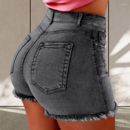 Women's Shorts Summer Women High Waist Washed Retro Distressed Ripped Edge Butt-lifted Slim Fit Casual Club Party Short Pants