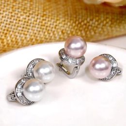 Stud Earrings Huitan Trendy Simulated Pearl For Women White/Pink Colour Bridal Wedding Engagement Fancy Gift Lady Jewellery