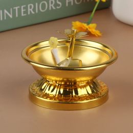 Holders 1Pc Butter Lamp Holder Exquisite Alloy Vintage Style Buddhist Butter Lamp Holder Oil Dish Foot Lamp Buddha Hall Lamp Decoration