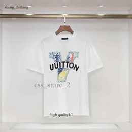 Louiseviution Shirt Designer Mens T Shirt Womens Designer Clothing Loose High Quality Versatile Trendy T-Shirt M-3Xl couple 24ss shirt top quality 343