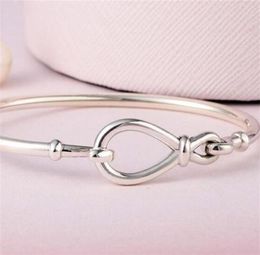 Highquality 100 925 Sterling Silver Infinity Knot Bangle for European Style Charms and Beads241Z6816875