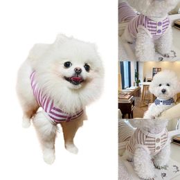 Dog Apparel Summer Pet Vest Cute Stripe Cotton Dogs Shirt Chihuahua Yorkies Soft Cat Gentle Casual Shirts Puppy Clothes Supplies