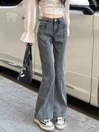 Women's Jeans Women Bleached Flare Vintage Chic High Street Pure Casual Korean Style All-match Denim Sexy Spring Simple Trousers