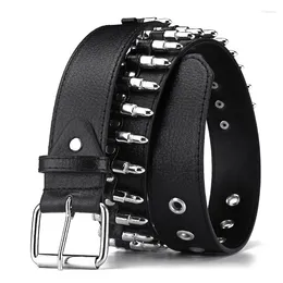 Belts Fashion Square Bead Rivet Belt Metal Men Punk Hardware Jeans Y2K Designer For Male Black