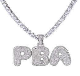 2020 Custom Name Bubble Letters Necklaces Pendant Charm For Men Women Gold Silver Color Cubic Zirconia with Rope Chain Gifts5859693