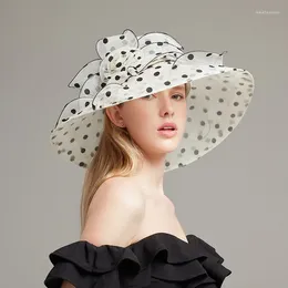 Wide Brim Hats Edge Beach Hat Polka Dot Flower Sun Women Mesh Thin Summer Sunscreen