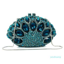 Designer- Crystal Party Purse Women Wedding Clutches Rhinestone Handbag Hollow Out Peacock Clutch bag Evening Bag 231o
