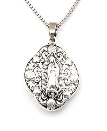 10pcslots Antique silver Virgin Mary religion Alloy Charms Pendant Necklaces travel protection Pendants Necklaces 24inches Chains3139984