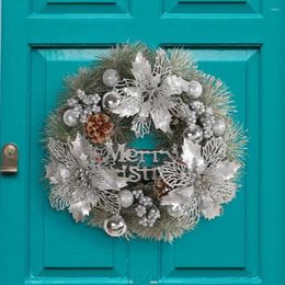 Decorative Flowers Indoor Christmas Wreath Festive Holiday Wreaths Glittery Letter Sign Flower Ball Pine Cone For Indoor/outdoor Room