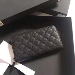 Luxury brand aaa quality women's long wallet caviar leather clutch zipped male coin mobile phone bag card case 253C