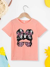 T-shirts Super Mom Fashion Cute Girl Clothing Pink Casual Edition Summer T-shirt Europe and America Harajuku 2-7 Year Old Childrens T-shirtL240509