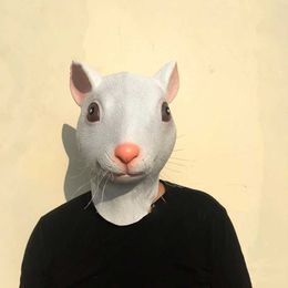 Party Masks Interesting realistic animal mouse latex full head facial mask Halloween costume party role play props makeup adult gifts Q240508