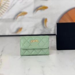 Classic fashion designer card bag three-layer Rhombus caviar solid Colour Rhombus letter wallet multi-card slot pure wallet