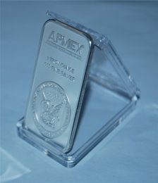 10PCSlot 1 oz Apmex Silver Bar 999 Fine Plated Silver Coin Bars Bullion No Magnetism Acrylic Packaging Sealed Box3420396