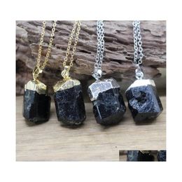 Pendant Necklaces Black Tourmaline Pendants Chains Chakra Healing Crystal Natural Gmes Quartz Chips Reiki Chams Necklace Women Drop Dhd 246m