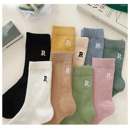 Women Socks Letter Embroidered Sport Short Harajuku For Girls Cute Casual Female Cool Skateboard Cotton White Pink