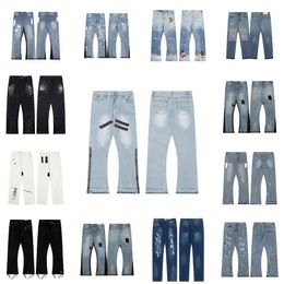 Jeans Womens High Street Designerhose Beine offene Gabel enge Capris Stickerei Druck Denimhose warmes Schlägen Jeans Hosen Mode Marke Frauen Kleidung