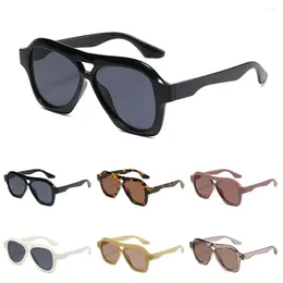 Sunglasses UV400 Protection Double Bridge Vintage Y2K Oversized 70s Glasses Eyewear For Women Men