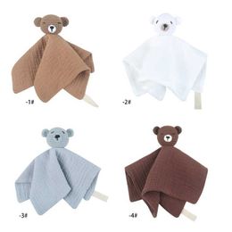 Towels Robes Baby Appease Comforting Towel Cartoon Knitted Bear Burp Cloth Soother Bib Drop Shipping