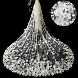 Bridal Veils Cathedral Veil Bride Shining Starlight Fabric 3D Three-dimensional Flower 243x