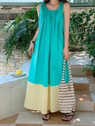 Casual Dresses Alien Kitty Patchwork Chic Maxi Dress Gentle Sleeveless Loose 2024 OL Women Summer All Match High Street Camping