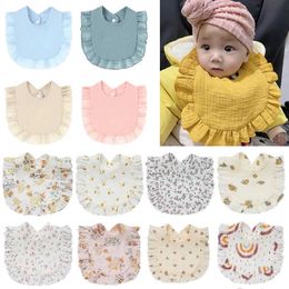 Towels Robes Korean Style Baby Feeding Drool Bib Ruffle Floral Infants Saliva Towel Soft Cotton Burp Cloth For Newborn Toddler Kids Bibs New