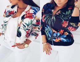 2018 Newest Baseball Coat Fashion Womens Ladies Retro Floral Zipper Up Bomber Jacket Casual Coat Outwear Selling8913453
