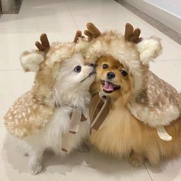 Dog Apparel Christmas Cosplay Coat Clothes Elk Cloak Warm Outfits Dogs Clothing Autumn Winter Fashion Hood Costume Small Puppy Dress
