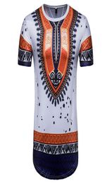 African Dashiki Longline T Shirt Men 2020 Summer New Short Sleeve Extra Long Mens T Shirts Hip Hop Tops Tees Camisetas Hombre1205252