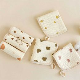 Towels Robes 6PCS Cloth Newborn Towel Sweat Wipe Cloth Print Square Handkerchief Drop Shipping