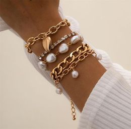 Bangle Bracelet designed jewerly Shaped imitation pearl retro Baroque bracelet woman3662991