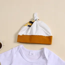 Clothing Sets Baby Boy Summer Outfit Letter Print Short Sleeves Romper And Elastic Digger Pants Beanies Hat Set 3 Piece Clothes