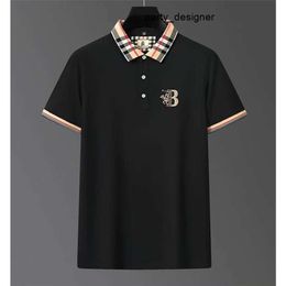 2023 Li Xia Polo Shirt Plaid Collar T-shirt Embroidered Business Mens Mercerized Cotton Short Sleeve Womens Top ggitys R6KY