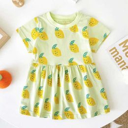 Girl's Dresses Summer Baby Girl Dress Cartoon Cherry Cute Toddler Princess Dress Birthday Costume Lemon Infant Girl Children Clothing A1199