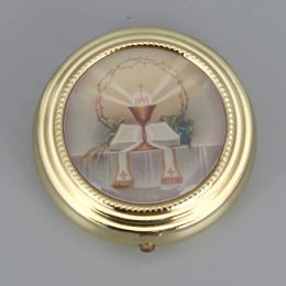 Decor Catholic Holy Grail Box Small Pyx For Eucharist Host Zinc Alloy Carry Consecrated Hosts First Communion Holy Box